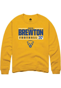 Davin Brewton  Rally Pitt Panthers Mens Gold NIL Stacked Box Long Sleeve Crew Sweatshirt