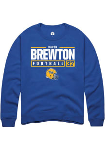 Davin Brewton  Rally Pitt Panthers Mens Blue NIL Stacked Box Long Sleeve Crew Sweatshirt