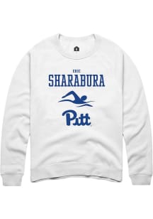 Eric Sharabura  Rally Pitt Panthers Mens White NIL Sport Icon Long Sleeve Crew Sweatshirt