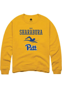 Eric Sharabura  Rally Pitt Panthers Mens Gold NIL Sport Icon Long Sleeve Crew Sweatshirt