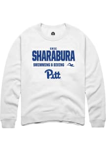 Eric Sharabura  Rally Pitt Panthers Mens White NIL Stacked Box Long Sleeve Crew Sweatshirt