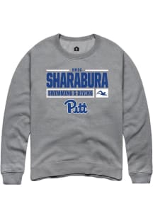Eric Sharabura  Rally Pitt Panthers Mens Graphite NIL Stacked Box Long Sleeve Crew Sweatshirt