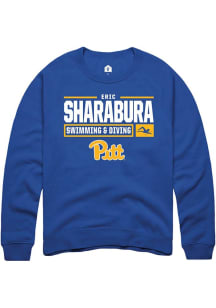 Eric Sharabura  Rally Pitt Panthers Mens Blue NIL Stacked Box Long Sleeve Crew Sweatshirt