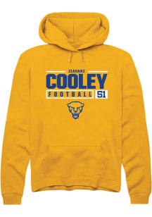 Jiavani Cooley  Rally Pitt Panthers Mens Gold NIL Stacked Box Long Sleeve Hoodie