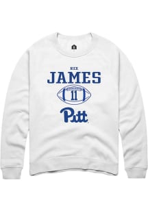 Nick James  Rally Pitt Panthers Mens White NIL Sport Icon Long Sleeve Crew Sweatshirt