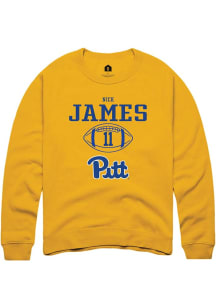 Nick James  Rally Pitt Panthers Mens Gold NIL Sport Icon Long Sleeve Crew Sweatshirt