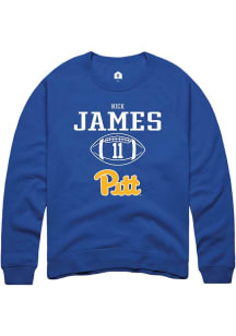 Nick James  Rally Pitt Panthers Mens Blue NIL Sport Icon Long Sleeve Crew Sweatshirt