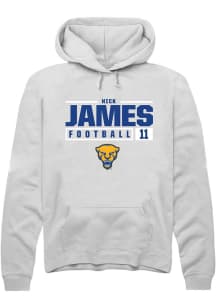 Nick James  Rally Pitt Panthers Mens White NIL Stacked Box Long Sleeve Hoodie