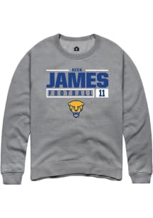 Nick James  Rally Pitt Panthers Mens Graphite NIL Stacked Box Long Sleeve Crew Sweatshirt