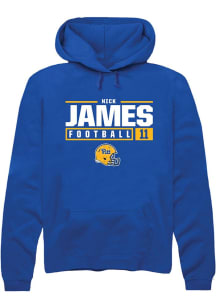 Nick James  Rally Pitt Panthers Mens Blue NIL Stacked Box Long Sleeve Hoodie