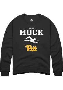 Tessa Mock  Rally Pitt Panthers Mens Black NIL Sport Icon Long Sleeve Crew Sweatshirt