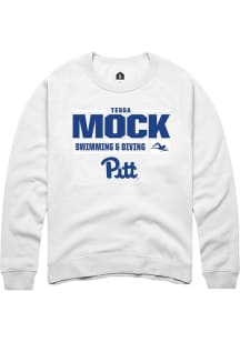 Tessa Mock  Rally Pitt Panthers Mens White NIL Stacked Box Long Sleeve Crew Sweatshirt