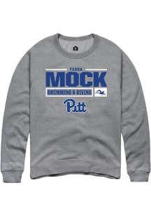 Tessa Mock  Rally Pitt Panthers Mens Graphite NIL Stacked Box Long Sleeve Crew Sweatshirt