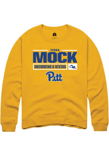 Tessa Mock  Rally Pitt Panthers Mens Gold NIL Stacked Box Long Sleeve Crew Sweatshirt
