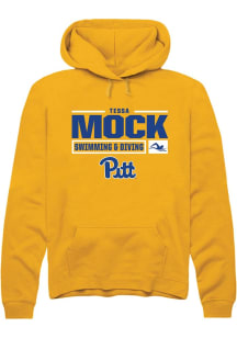Tessa Mock  Rally Pitt Panthers Mens Gold NIL Stacked Box Long Sleeve Hoodie