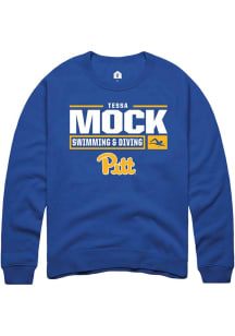 Tessa Mock  Rally Pitt Panthers Mens Blue NIL Stacked Box Long Sleeve Crew Sweatshirt