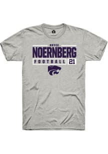 Bryce Noernberg  K-State Wildcats Ash Rally Football NIL Stacked Box Short Sleeve T Shirt