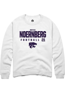 Bryce Noernberg  Rally K-State Wildcats Mens White Football NIL Stacked Box Long Sleeve Crew Sweat..