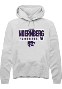 Bryce Noernberg  Rally K-State Wildcats Mens White Football NIL Stacked Box Long Sleeve Hoodie