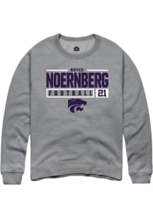 Bryce Noernberg  Rally K-State Wildcats Mens Graphite Football NIL Stacked Box Long Sleeve Crew Sw..