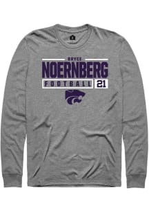 Bryce Noernberg  K-State Wildcats Graphite Rally Football NIL Stacked Box Long Sleeve T Shirt