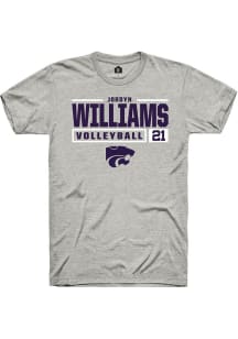 Jordyn Williams  K-State Wildcats Ash Rally NIL Stacked Box Short Sleeve T Shirt