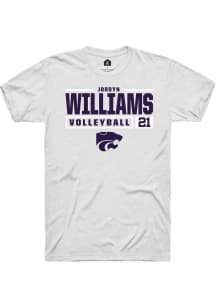 Jordyn Williams  K-State Wildcats White Rally NIL Stacked Box Short Sleeve T Shirt