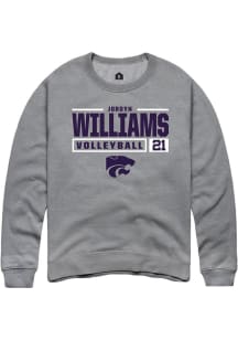 Jordyn Williams  Rally K-State Wildcats Mens Graphite NIL Stacked Box Long Sleeve Crew Sweatshirt