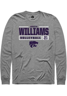Jordyn Williams  K-State Wildcats Graphite Rally NIL Stacked Box Long Sleeve T Shirt