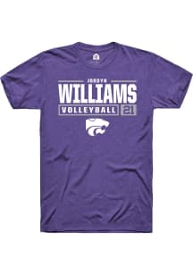 Jordyn Williams  K-State Wildcats Purple Rally NIL Stacked Box Short Sleeve T Shirt
