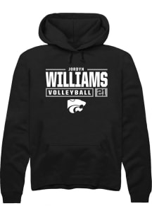 Jordyn Williams  Rally K-State Wildcats Mens Black NIL Stacked Box Long Sleeve Hoodie