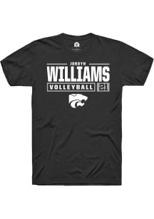 Jordyn Williams  K-State Wildcats Black Rally NIL Stacked Box Short Sleeve T Shirt