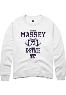 Kaedin Massey  Rally K-State Wildcats Mens White Football NIL Sport Icon Long Sleeve Crew Sweatshi..