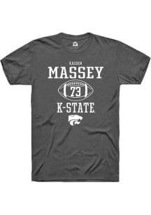 Kaedin Massey  K-State Wildcats Dark Grey Rally Football NIL Sport Icon Short Sleeve T Shirt