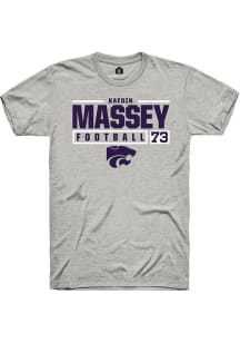 Kaedin Massey  K-State Wildcats Ash Rally Football NIL Stacked Box Short Sleeve T Shirt