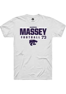Kaedin Massey  K-State Wildcats White Rally Football NIL Stacked Box Short Sleeve T Shirt