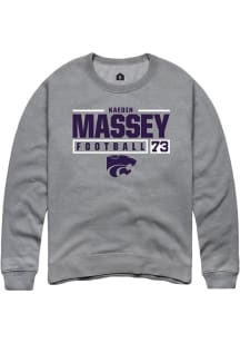 Kaedin Massey  Rally K-State Wildcats Mens Graphite Football NIL Stacked Box Long Sleeve Crew Swea..