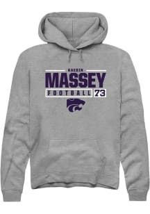 Kaedin Massey  Rally K-State Wildcats Mens Graphite Football NIL Stacked Box Long Sleeve Hoodie