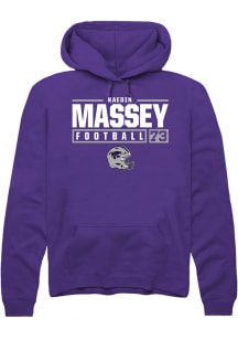 Kaedin Massey  Rally K-State Wildcats Mens Purple Football NIL Stacked Box Long Sleeve Hoodie