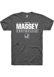 Kaedin Massey  K-State Wildcats Dark Grey Rally Football NIL Stacked Box Short Sleeve T Shirt