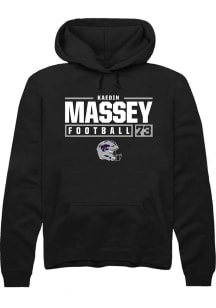 Kaedin Massey  Rally K-State Wildcats Mens Black Football NIL Stacked Box Long Sleeve Hoodie