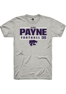 Kian Payne  K-State Wildcats Ash Rally Football NIL Stacked Box Short Sleeve T Shirt