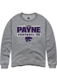 Kian Payne  Rally K-State Wildcats Mens Graphite Football NIL Stacked Box Long Sleeve Crew Sweatsh..