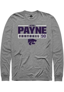 Kian Payne  K-State Wildcats Graphite Rally Football NIL Stacked Box Long Sleeve T Shirt