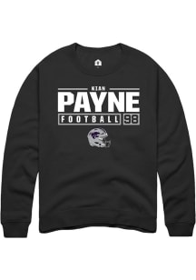 Kian Payne  Rally K-State Wildcats Mens Black Football NIL Stacked Box Long Sleeve Crew Sweatshirt