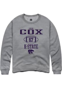 Logan Cox  Rally K-State Wildcats Mens Graphite Football NIL Sport Icon Long Sleeve Crew Sweatshir..