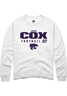 Logan Cox  Rally K-State Wildcats Mens White Football NIL Stacked Box Long Sleeve Crew Sweatshirt