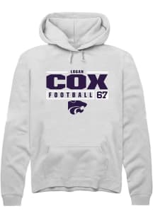 Logan Cox  Rally K-State Wildcats Mens White Football NIL Stacked Box Long Sleeve Hoodie