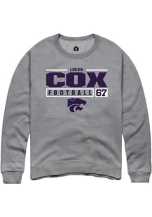 Logan Cox  Rally K-State Wildcats Mens Graphite Football NIL Stacked Box Long Sleeve Crew Sweatshi..