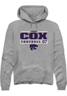 Logan Cox  Rally K-State Wildcats Mens Graphite Football NIL Stacked Box Long Sleeve Hoodie